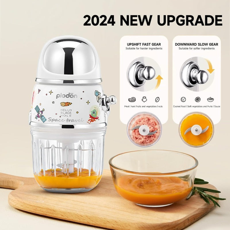 Food Maker Machine - Electric Mini Food Processor with Glass Bowl & 6-Blade System, Portable Puree Blender Grinder Chopper for Food, for (0.0-39.37ft+) - for pets food (Compatible with Plug)