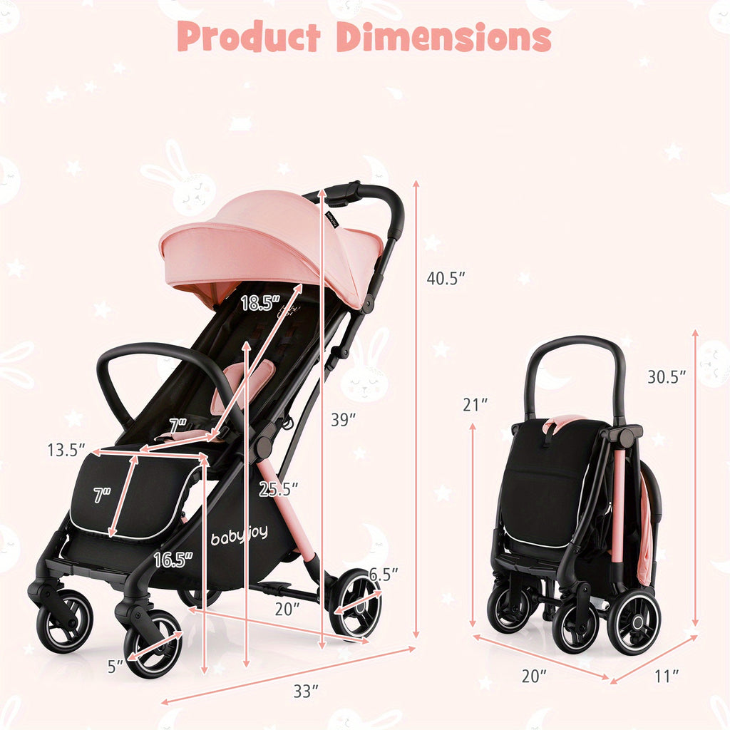 LIFEFZEAL Portable Youngsters Stroller - One-Hand Fold Pushchair with Aluminum Frame, Adjustable Canopy, and Shock-Absorbing Wheels - Available in Blue, Gray, Black, Pink, Shock-Absorbing Wheels, Available In Blue, Gray, Black, Pink