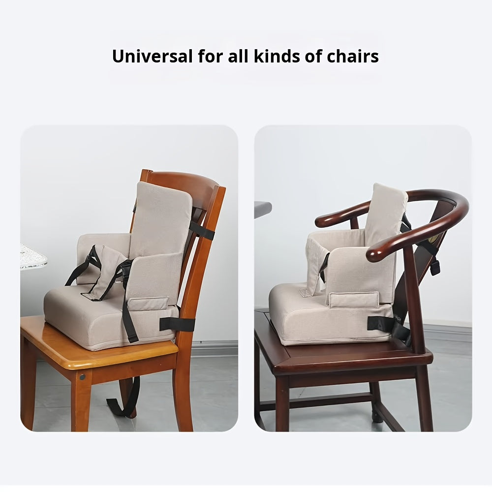 Lightweight|Foldable Lightweight Foldable Booster Seat Cushion | Adjustable Height, Backpack-style High Chair for Dining & Learning, Grey\u002FBlack, No Assembly, Portable for School, Travel