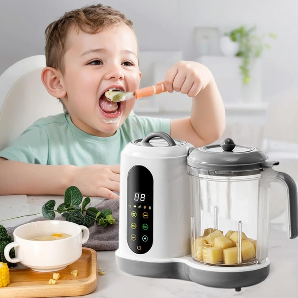Baby Food Maker with Steam Basket | One Step Processor Steamer Puree Blender, Auto Cooking Grinding and Sterilizing, Touch Screen Control, BPA-Free, Made of ABS Material