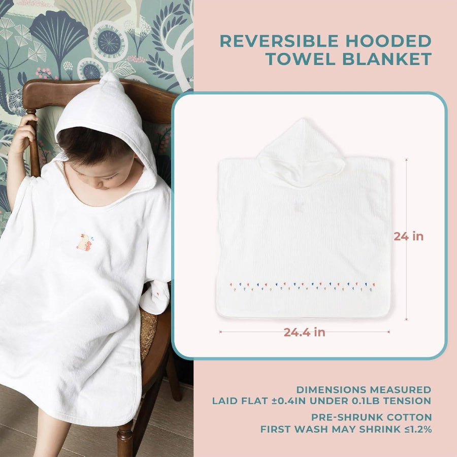 Poncho Muslin Towels Set of 6 Embroidery, Bath Towels with Muslin and Soft Terry Towel, 24 inchx 24 inchBaby Beach Poncho with Seamless Pro, Gifts Boys and Girls