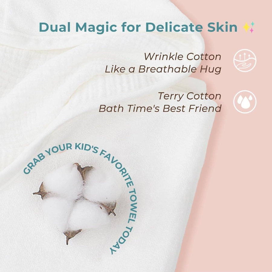 Poncho Muslin Towels Set of 6 Embroidery, Bath Towels with Muslin and Soft Terry Towel, 24 inchx 24 inchBaby Beach Poncho with Seamless Pro, Gifts Boys and Girls