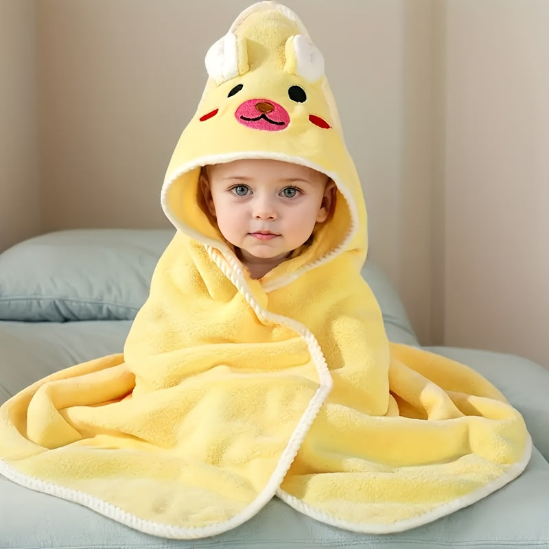 Adorable Baby Towels 4pcs Super Absorbent & Soft Polyester Baby Bath Towels | Adorable Cartoon Design, Perfect for Boys & Girls, Ideal Holiday Gift, Hand Wash Only
