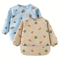 Mess-Proof Baby Bibs 2-Pack Mess-Proof Baby Bibs, Machine Washable Toddler Full-Sleeve Bib Outfit for Baby Boy or Girl, Baby Led Weaning, BLW Supplies, Fits Ages 6-36 Months