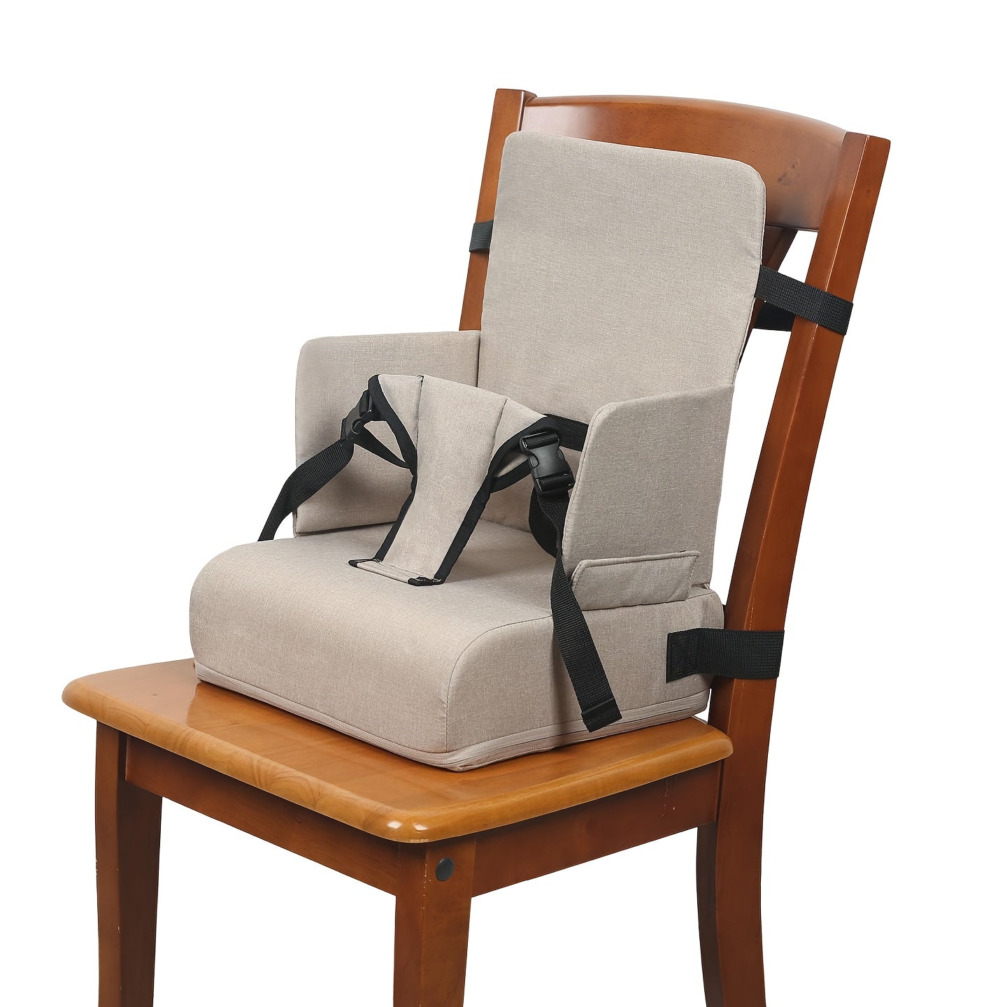 Lightweight|Foldable Lightweight Foldable Booster Seat Cushion | Adjustable Height, Backpack-style High Chair for Dining & Learning, Grey\u002FBlack, No Assembly, Portable for School, Travel