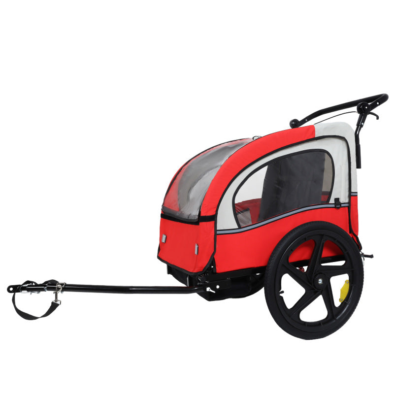 2-in-1 Double Carrier Bike Trailer & Stroller - Heavy-Duty Foldable Jogger w\u002F5-Point Harnesses, 20” Inflatable Tires, UV Canopy & All-Terrain Traction - Converts to Push Stroller (No Bike Needed) for Twins,, up to 88 lbs