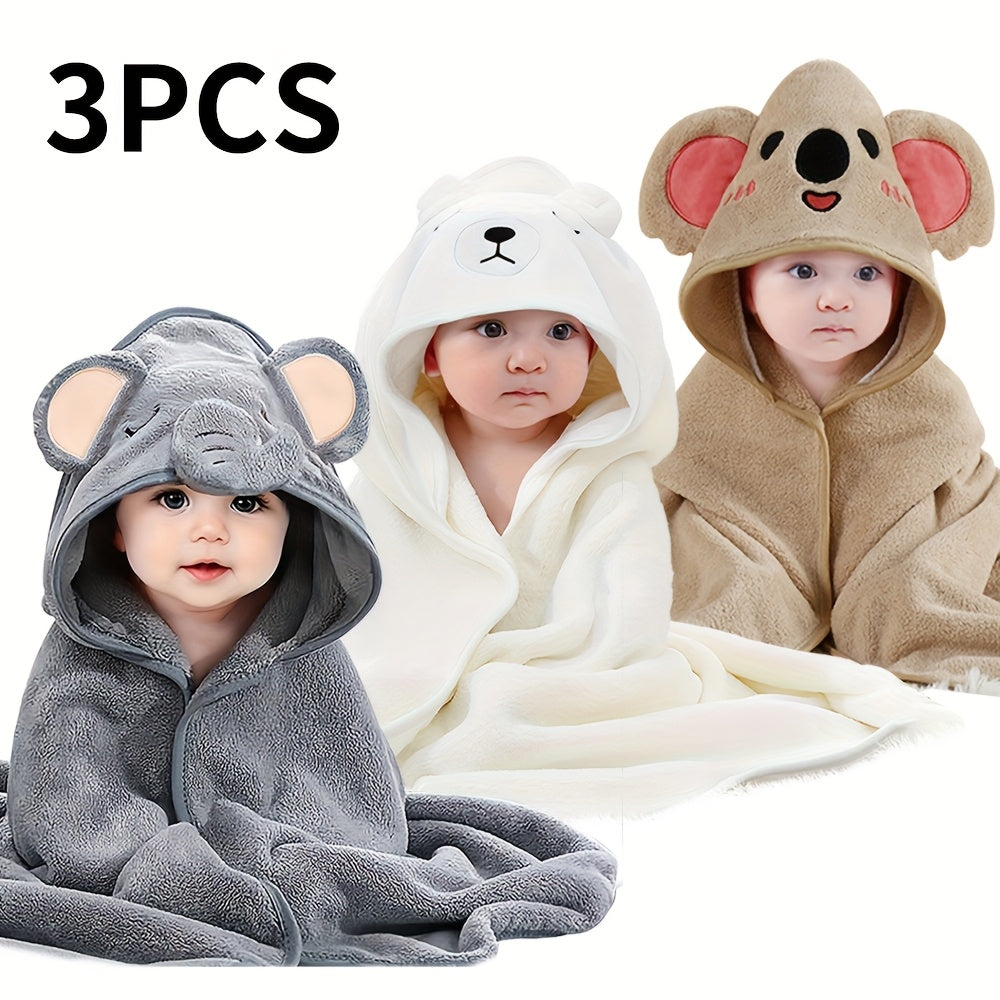 3pcs Hooded Baby Towels for Newborn Baby Bath Towel with Hood for Babies, Infant, Toddler and Kids, Large 31.5x31.5Inch, Soft and Absorbent Newborn Essential