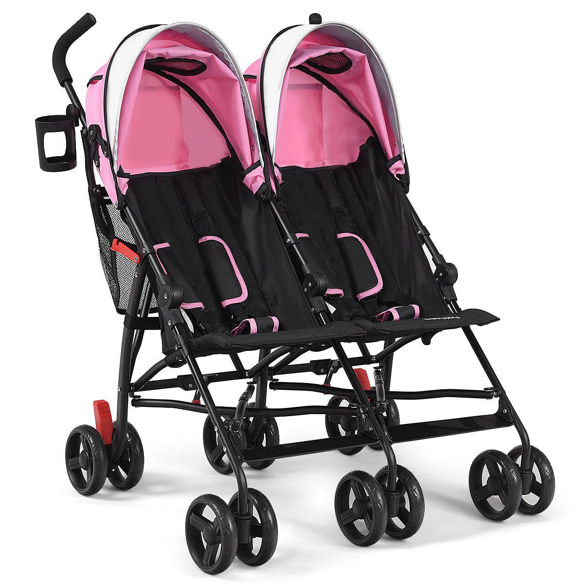 COSTWAY Foldable Twin Baby Double Stroller Kids Ultralight Umbrella Stroller Pushchair