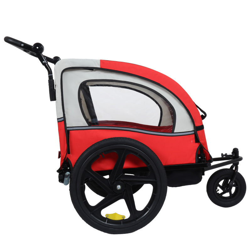 2-in-1 Double Carrier Bike Trailer & Stroller - Heavy-Duty Foldable Jogger w\u002F5-Point Harnesses, 20” Inflatable Tires, UV Canopy & All-Terrain Traction - Converts to Push Stroller (No Bike Needed) for Twins,, up to 88 lbs