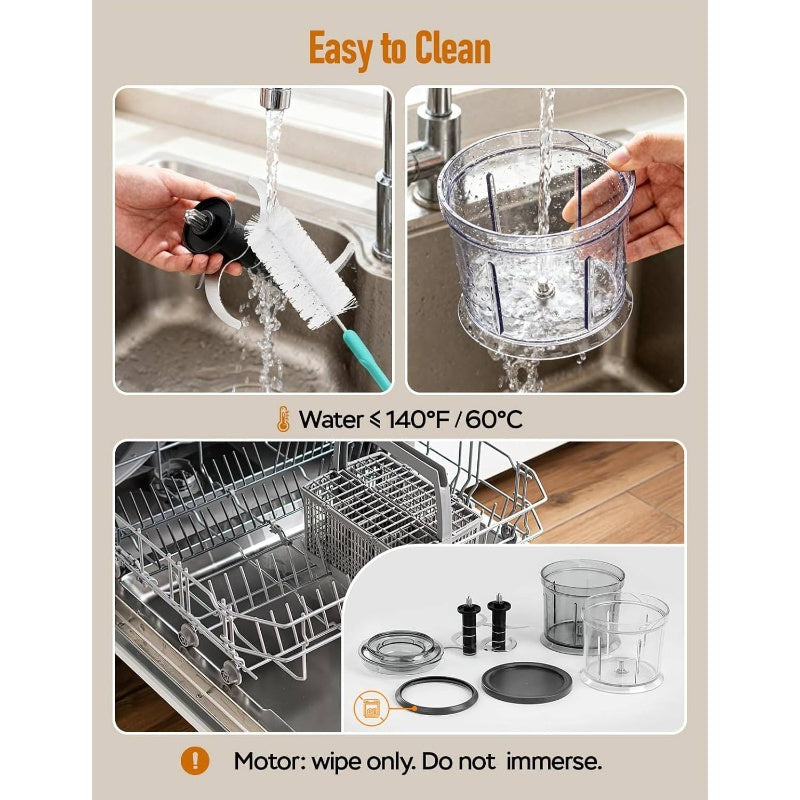 Food Processor and Chopper with 2 Bowls, 2 Dual-Layer S-Blade Sets for Meat Vegetables Onion Garlic Nuts Salad Food, Kitchen Appliance, Meal Prep Tool, Spacesaving Appliance, Compact Design, Durable Construction, Highquality Blades, Food Prep Tool