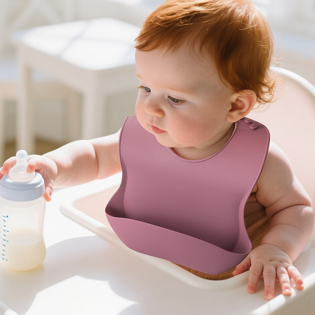 AI BEI PARENT CO. Soft Silicone Baby Bib with Food Catcher - Adjustable, Non-Messy Bib for Toddlers, Easy Clean, Durable & Stylish, Baby Bib High Quality, Toddler Feeding Accessory, Ergonomic Bib Design, Nonslip Bib