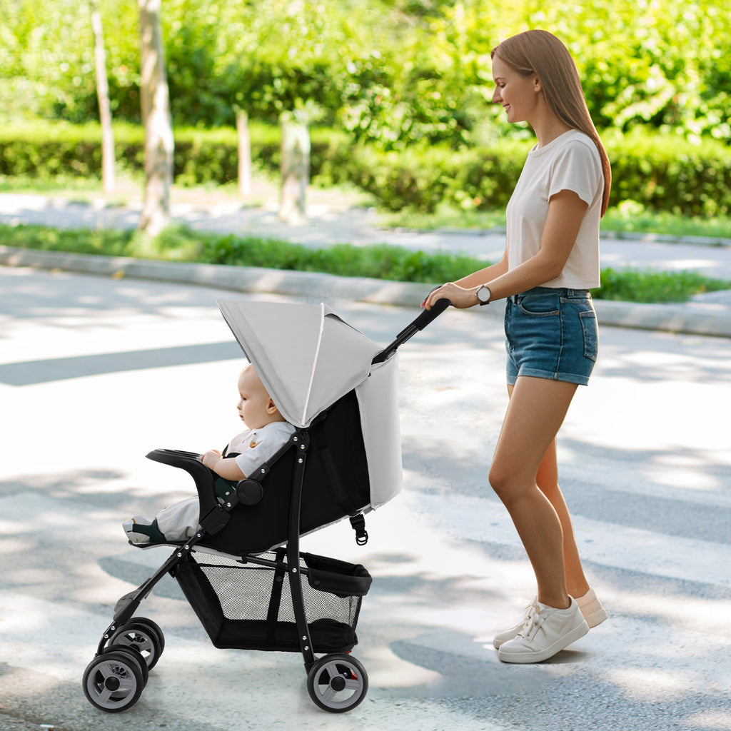 COSTWAY Foldable Baby Stroller Kids Travel Pushchair 5-Point Safety Harness Storage Basket.