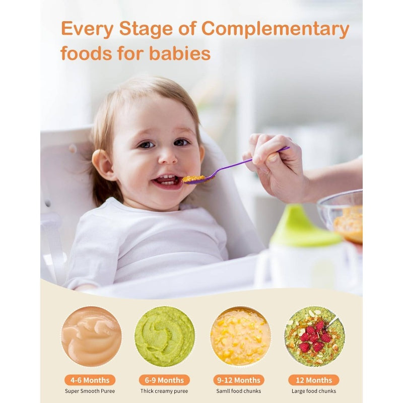 13-in-1 Food Maker Machine with Freezer Tray, Containers, Spoons & Spatula - All-in-One Fruit\u002FVegetable\u002FMeat Processor for Puree Blender, for Feeding (No Required)