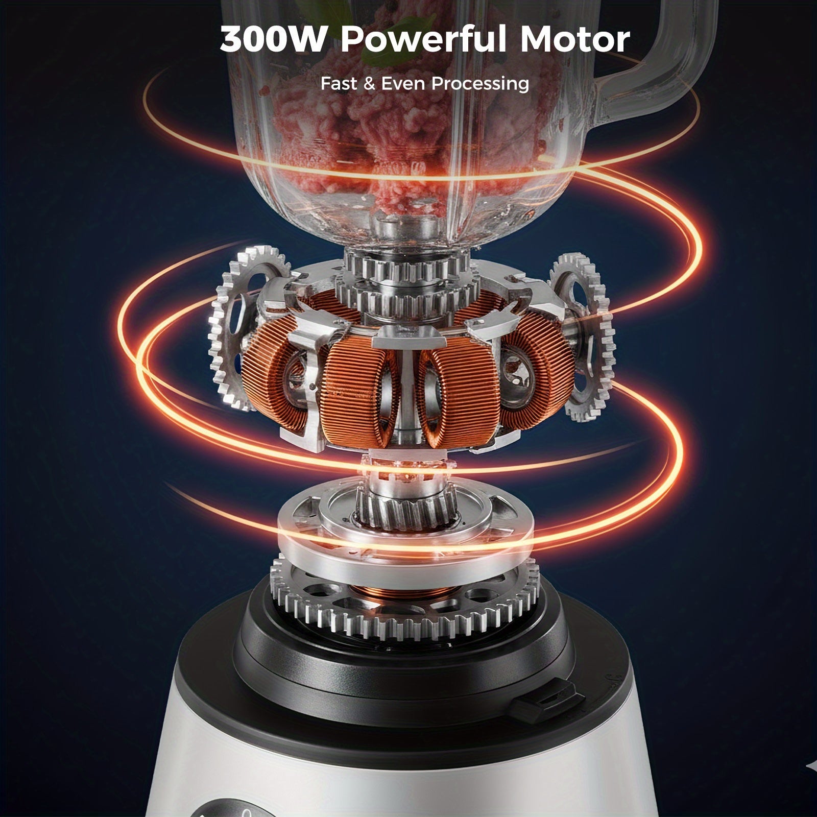 300W Electric Food Processor & Blender | 2-in-1 Chopper for Dough, Meat, Veggies | 2 Speeds, Safety Lock, Dishwasher Safe, Material, 120V Plug Powered, 2 Cup Capacity