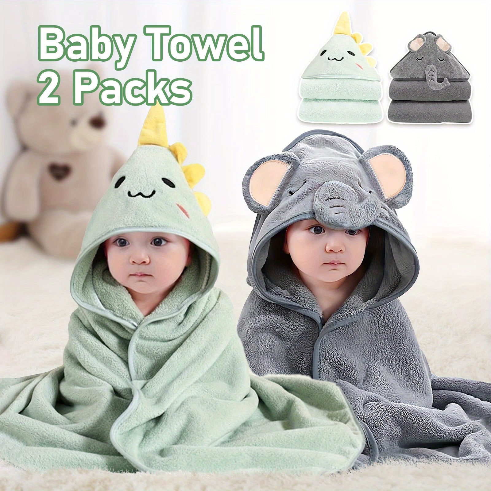 Hooded Baby Towels for Newborn Baby Bath Towel with Hood for Babies, Infant, Toddler and Kids, Large 31.5x31.5Inch, Soft and Absorbent Newborn Essential