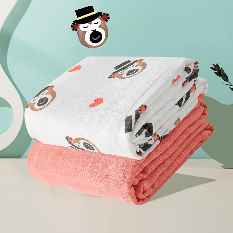 gb 2pcs Baby Gauze Blanket - 4-Layer Bamboo Cotton | 110x110cm\u002F43.3*43.3in | Ultra-Soft, Breathable & Absorbent | Multi-Use for Swaddling, Nursing, Play & Travel | Bright Color Options