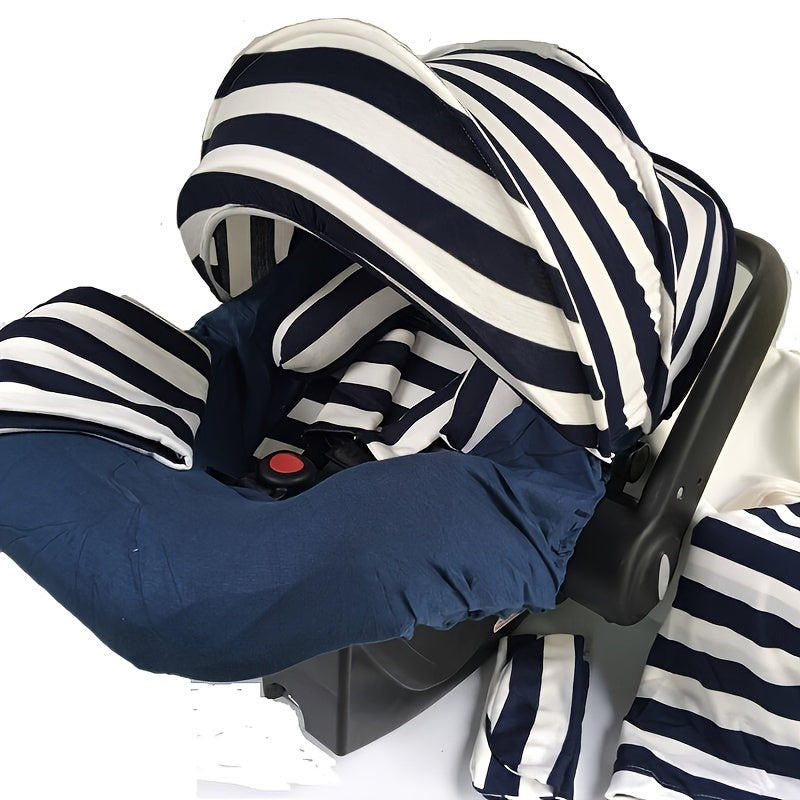Infant car seat cover set, comfortable, soft and breathable, including car seat cover, canopy, headrest, blanket, 2 seat belt covers, armrest covers, hat and multi-purpose car seat cover and nursing cover, As Halloween, Chrismas Gift