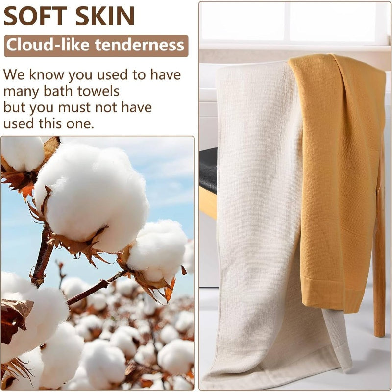 Gauze Bath Towel, Gauze is, Skin Friendly, Different Feeling, Comfortable Bathing, Worth Having, 99.99 Excluding Labels Quicker to Dry, Absorbent, 2 Set