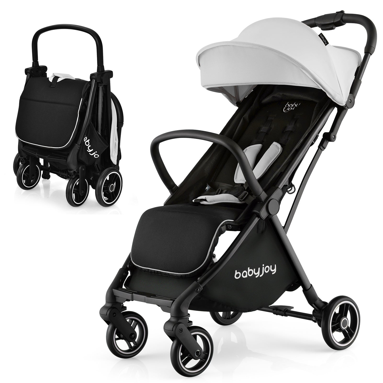 LIFEFZEAL Portable Youngsters Stroller - One-Hand Fold Pushchair with Aluminum Frame, Adjustable Canopy, and Shock-Absorbing Wheels - Available in Blue, Gray, Black, Pink, Shock-Absorbing Wheels, Available In Blue, Gray, Black, Pink