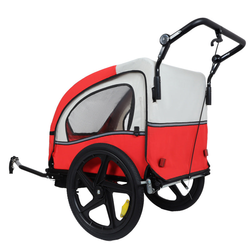 2-in-1 Double Carrier Bike Trailer & Stroller - Heavy-Duty Foldable Jogger w\u002F5-Point Harnesses, 20” Inflatable Tires, UV Canopy & All-Terrain Traction - Converts to Push Stroller (No Bike Needed) for Twins,, up to 88 lbs