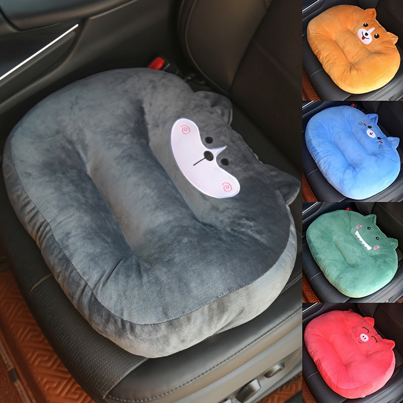Breathable Plush Car Booster Cushion with Cartoon Cat Design - Soft, Lightweight, All-Season Use, Rectangular Shape, No Filler, Hand Washable, Perfect for Summer, Summer Car Accessory, Playful Design
