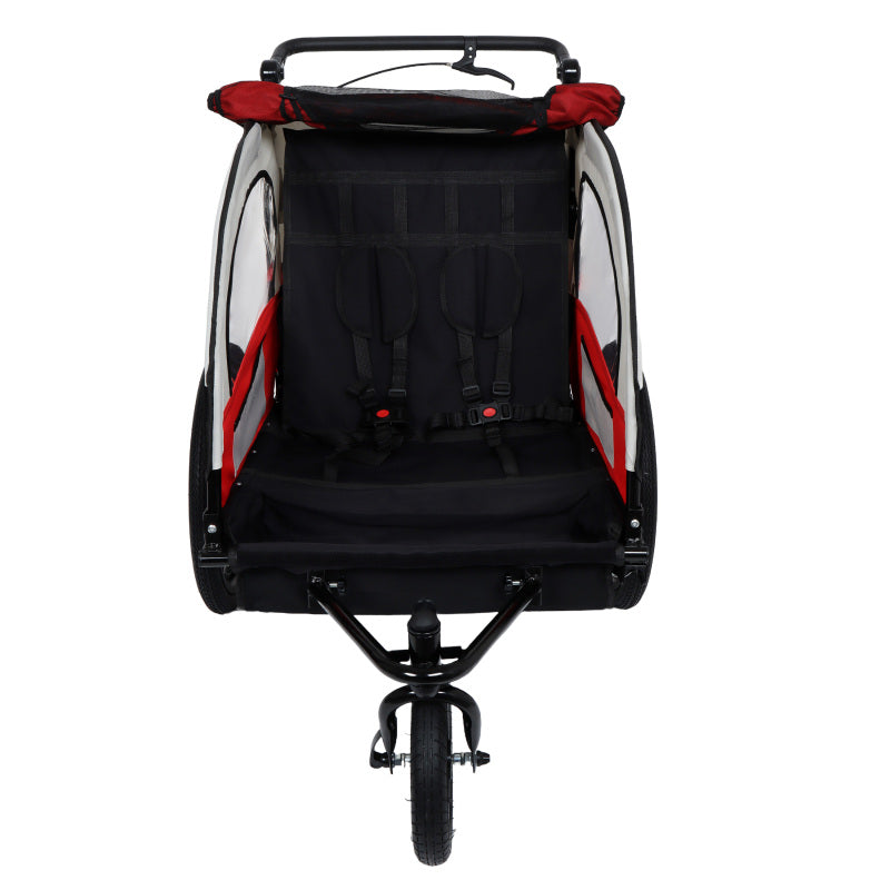 2-in-1 Double Carrier Bike Trailer & Stroller - Heavy-Duty Foldable Jogger w\u002F5-Point Harnesses, 20” Inflatable Tires, UV Canopy & All-Terrain Traction - Converts to Push Stroller (No Bike Needed) for Twins,, up to 88 lbs