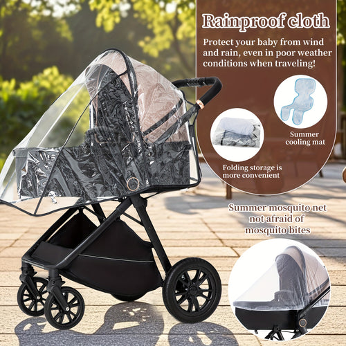 2-in-1 Convertible Baby Stroller with Bassinet - All-in-One Travel System, One-Hand Fold, Storage Basket & Undercarriage, Reclining Seat & Standing Position, Large Wheels with Suspension, Safety Harness - Heavy-Duty Metal Frame for Newborns 0-36