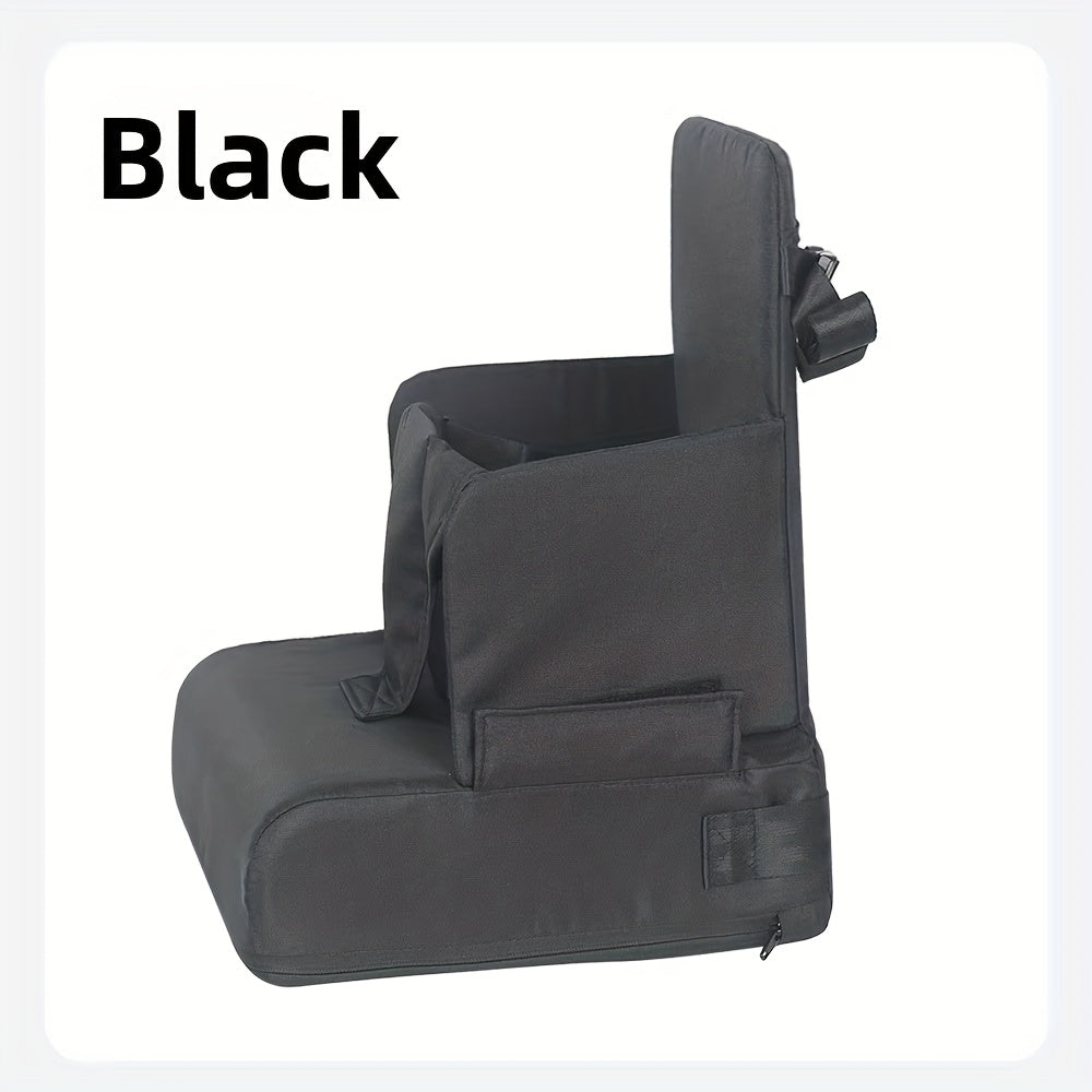 Lightweight|Foldable Lightweight Foldable Booster Seat Cushion | Adjustable Height, Backpack-style High Chair for Dining & Learning, Grey\u002FBlack, No Assembly, Portable for School, Travel