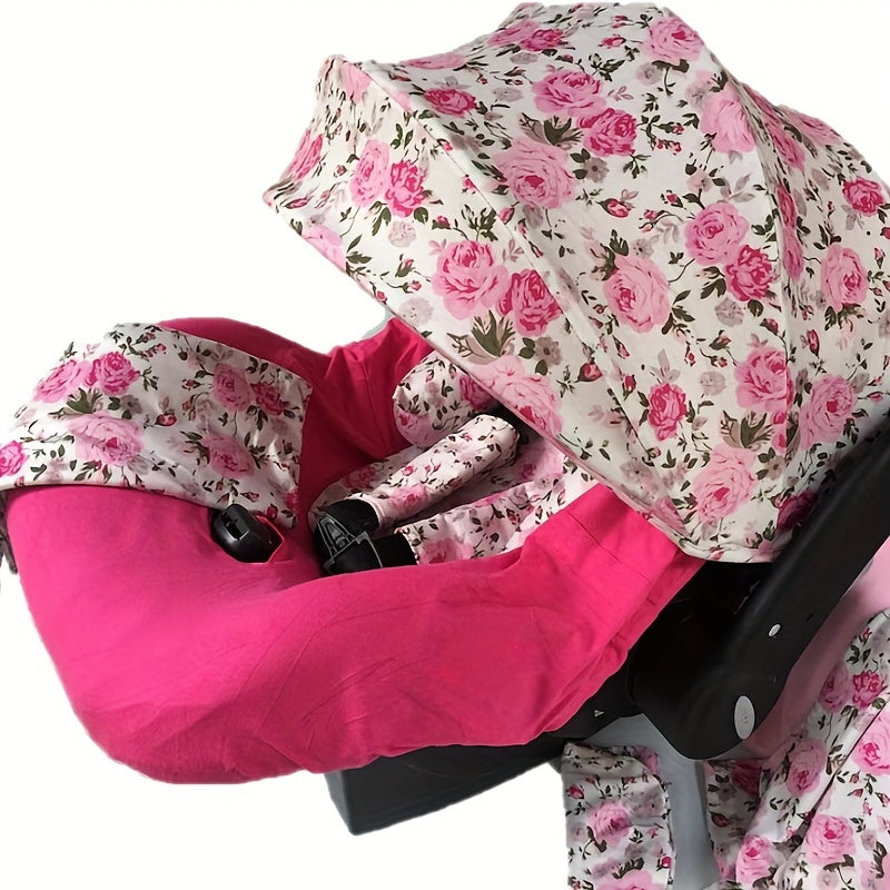 9pcs\u002Fset, Soft Breathable Cartoon Pattern Car Seat Cover Set, Including Car Seat Cover, Canopy, Headrest, Blanket, 2 Seat Belt Cushion Covers, Armrest Cushion Cover, Hat And Multi-Purpose Nursing Cover, Car Seat Not Included