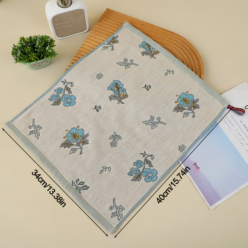 Modern Flower & Orchid Rabbit Gauze Soft Towel - 4-Ply Bath & Kitchen Towels Suitable for Bathroom, Gentle  Beige Care, Decorative Square Towel with Rabbit Flower Pattern, Hygienic Multi-Ply Design