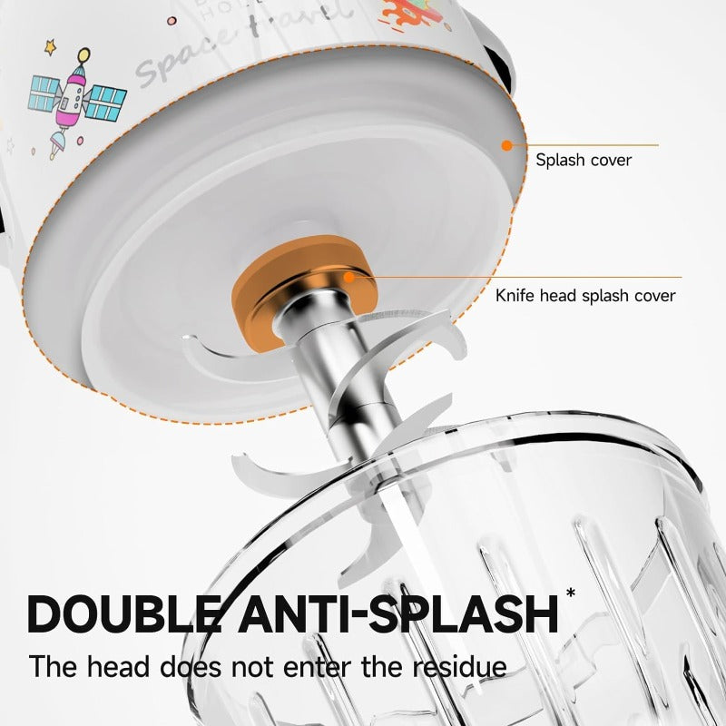 Food Maker Machine - Electric Mini Food Processor with Glass Bowl & 6-Blade System, Portable Puree Blender Grinder Chopper for Food, for (0.0-39.37ft+) - for pets food (Compatible with Plug)