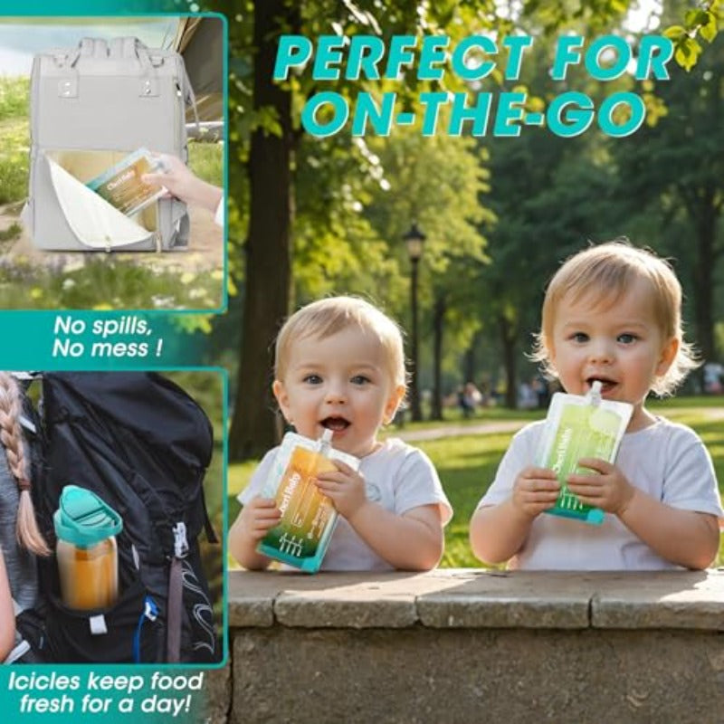 CheriBaby 15in1 Food Maker System Food Processor Blender Set for Puree Fruit Vegetable Meat with Containers Icicle Reusable Food Pouch Freezer Tray and Spoons 20oz