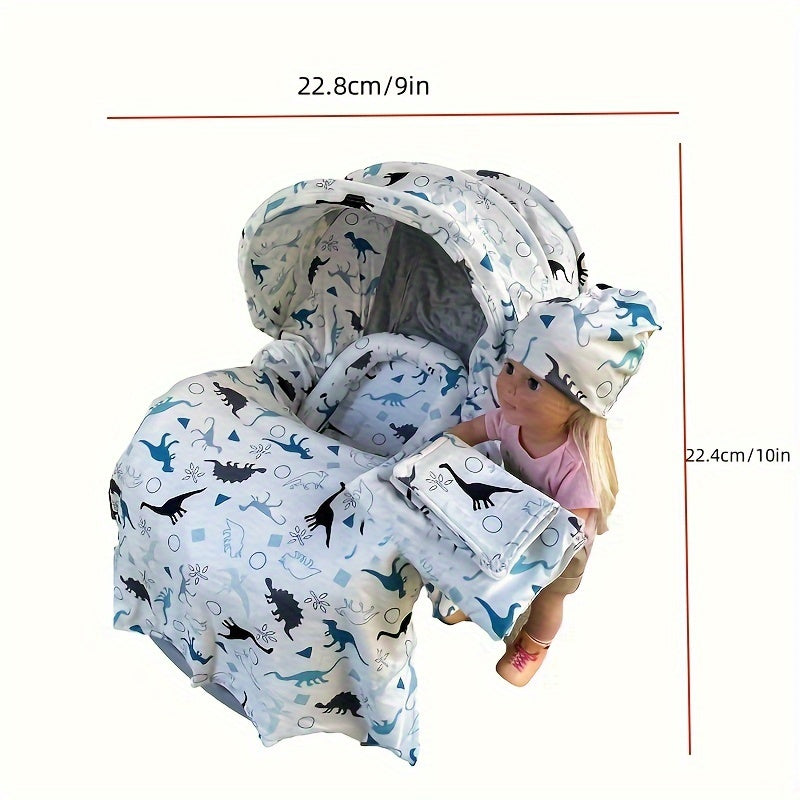 9pcs\u002Fset, Soft Breathable Cartoon Pattern Car Seat Cover Set, Including Car Seat Cover, Canopy, Headrest, Blanket, 2 Seat Belt Cushion Covers, Armrest Cushion Cover, Hat And Multi-Purpose Nursing Cover, Car Seat Not Included