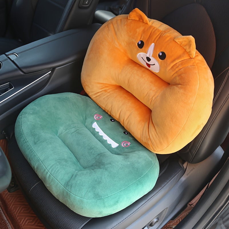 Breathable Plush Car Booster Cushion with Cartoon Cat Design - Soft, Lightweight, All-Season Use, Rectangular Shape, No Filler, Hand Washable, Perfect for Summer, Summer Car Accessory, Playful Design