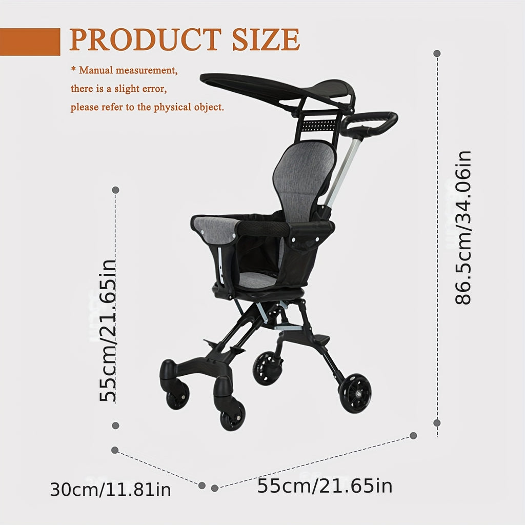 Baby Stroller | Subcompact Jogging Stroller, 360° Flip, Easy-to-Carry Travel Wagon for 1-6 Year Old, Lightweight, Carbon Steel Frame, and Mixed Color, with Canopy and Compact-Fold Feature