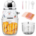 Food Maker Machine - Electric Mini Food Processor with Glass Bowl & 6-Blade System, Portable Puree Blender Grinder Chopper for Food, for (0.0-39.37ft+) - for pets food (Compatible with Plug)