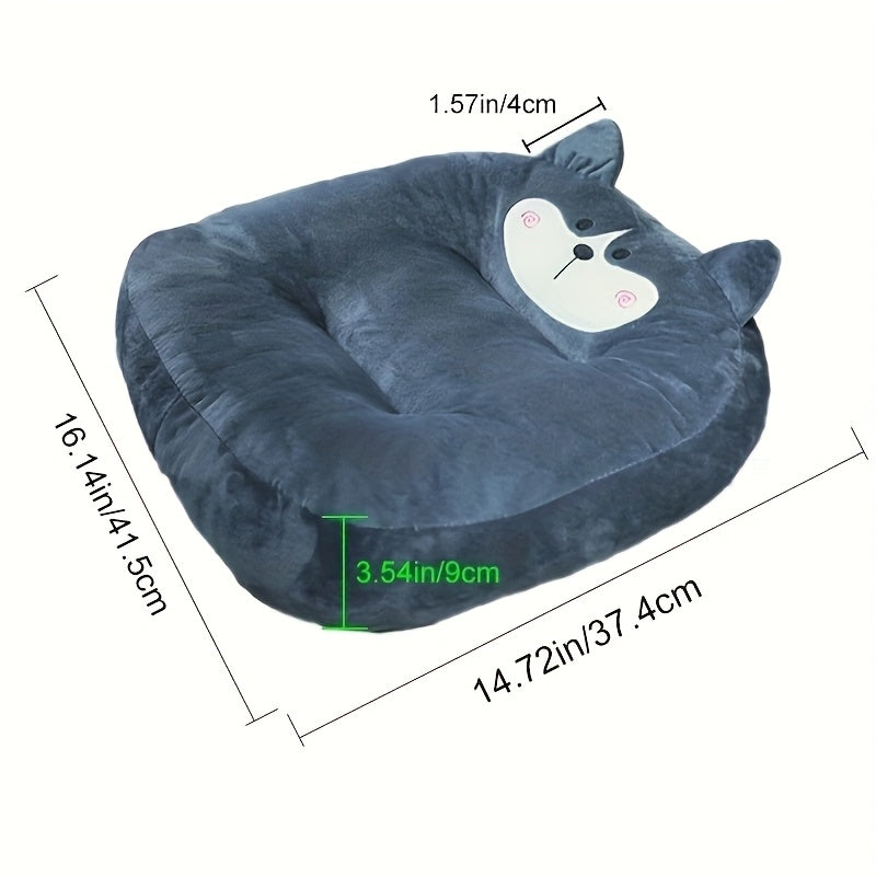 Breathable Plush Car Booster Cushion with Cartoon Cat Design - Soft, Lightweight, All-Season Use, Rectangular Shape, No Filler, Hand Washable, Perfect for Summer, Summer Car Accessory, Playful Design